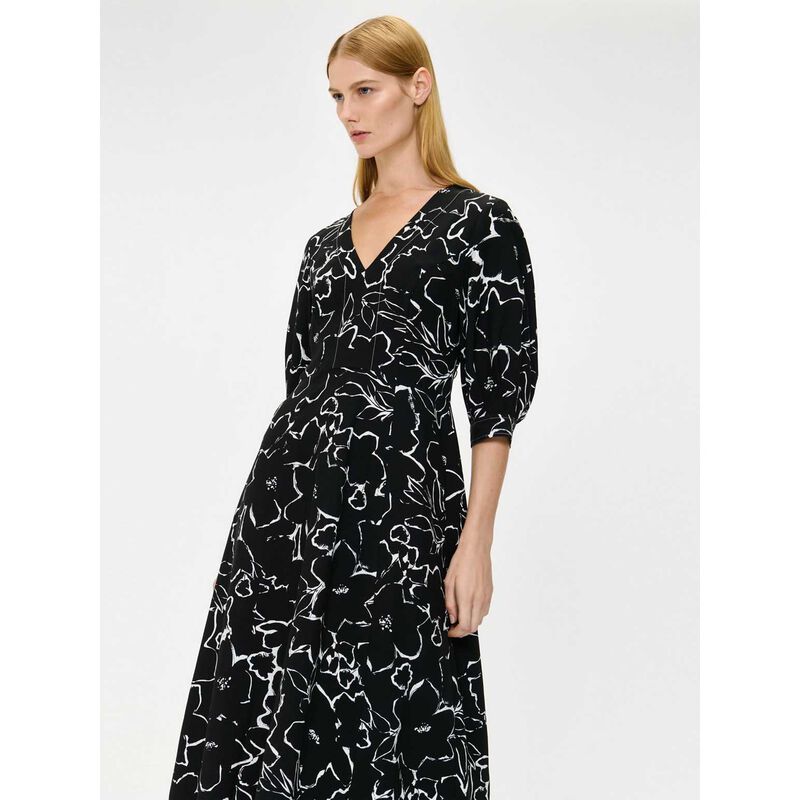 Veronika Maine Monochrome Blooms Midi Dress image number 3
